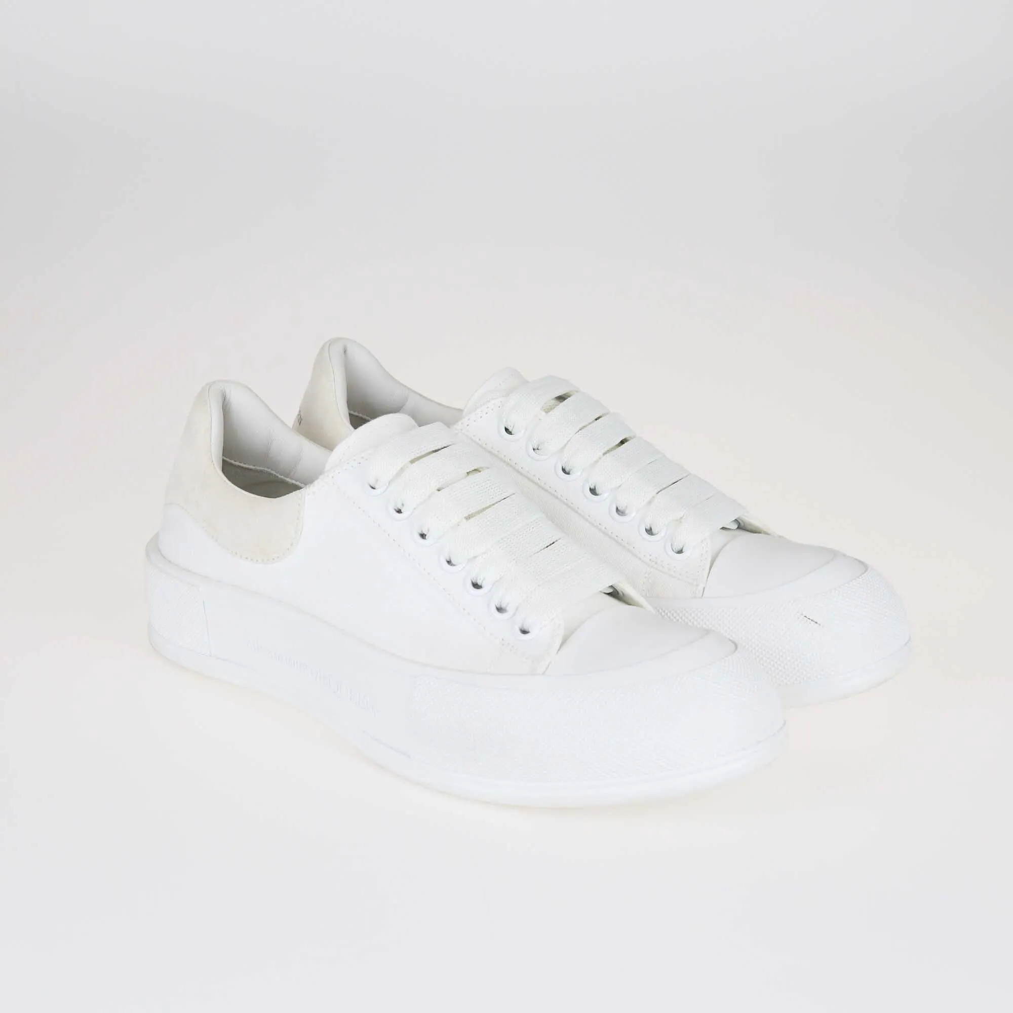 Alexander Mcqueen White Deck Lace Up Plimsoll Sneakers