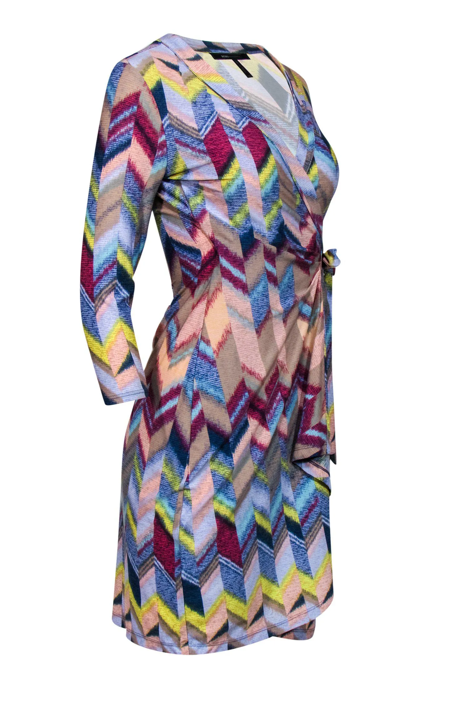BCBG Max Azria - Multicolored Chevron Print Wrap Dress Sz XS