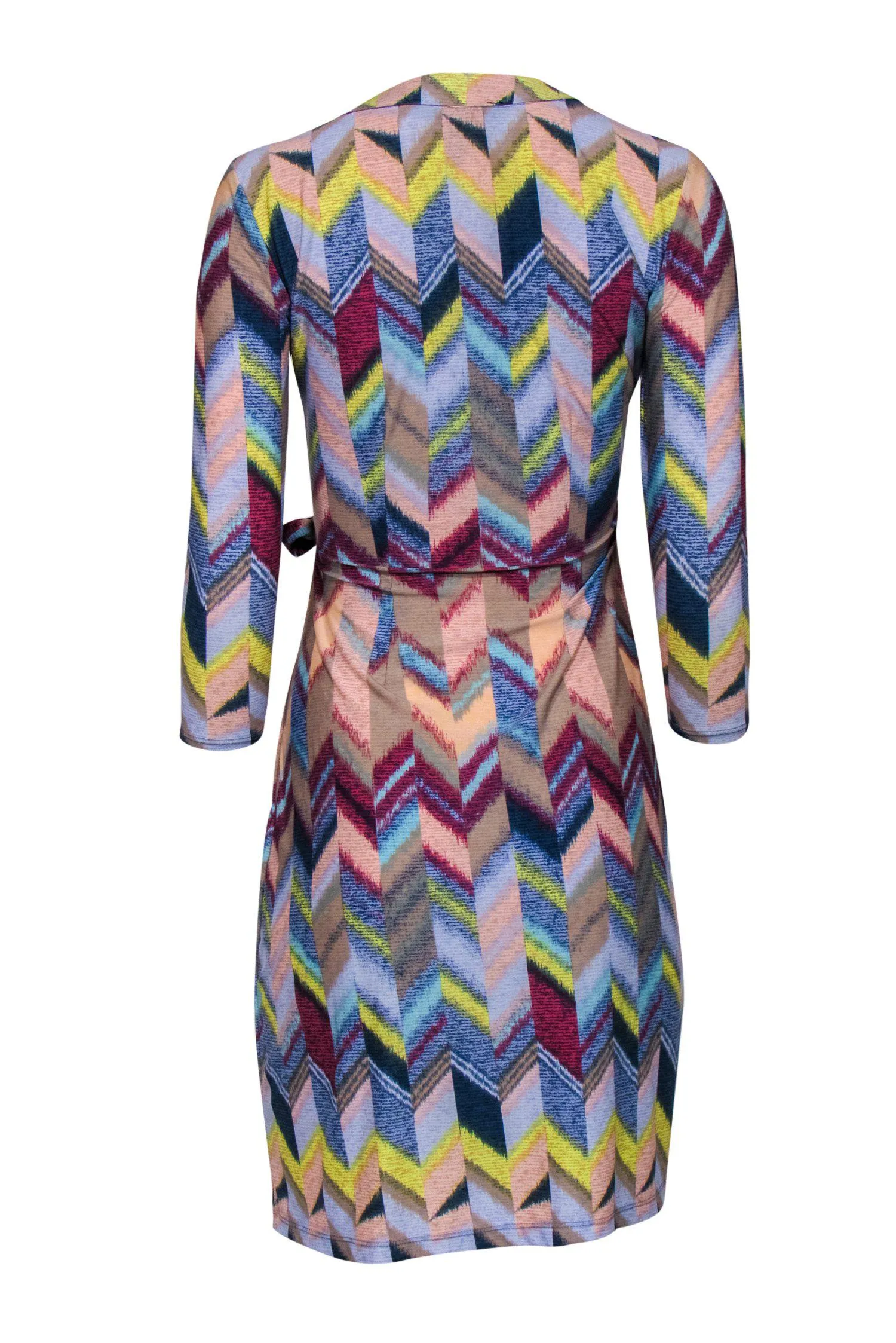 BCBG Max Azria - Multicolored Chevron Print Wrap Dress Sz XS