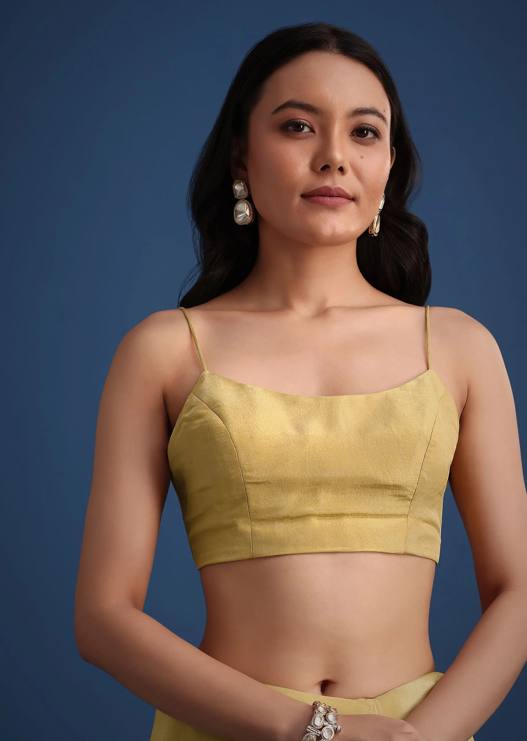 Gold Tissue Saree With Cutdana Embellished Border