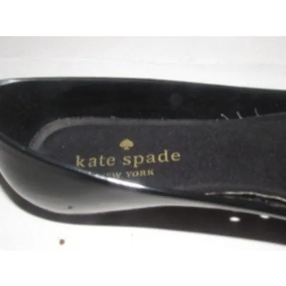 Kate Spade Black Patent Leather Flats w Exaggerated Bow