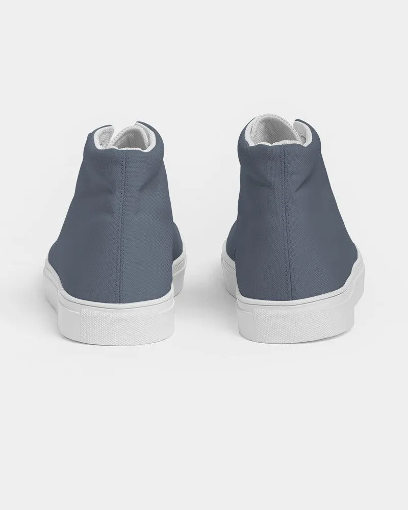 Medium Dark Blue Women's High-top Canvas Sneakers | Women's | Medium Dark Pale Pastel Blue | C30M15Y0K60