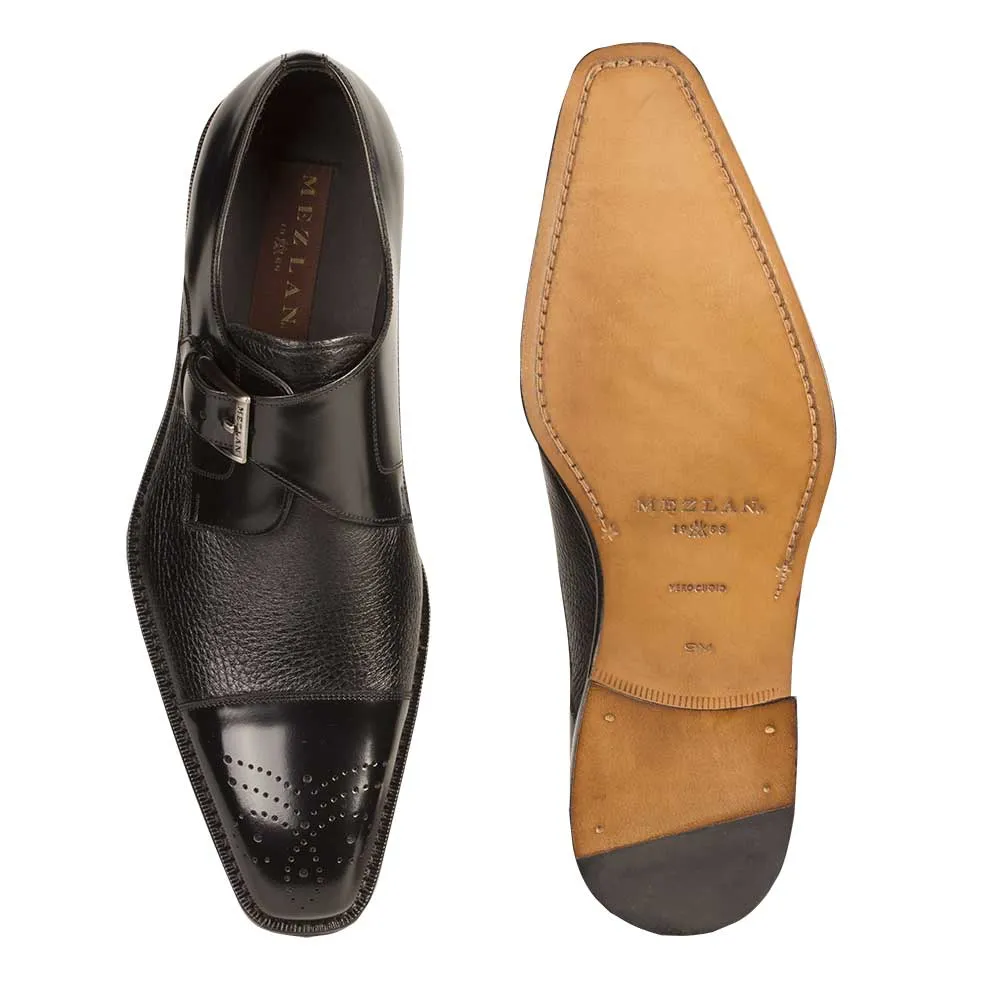 Phoenix By Mezlan Men's Black Shoe Cap Toe Monk Strap Leather