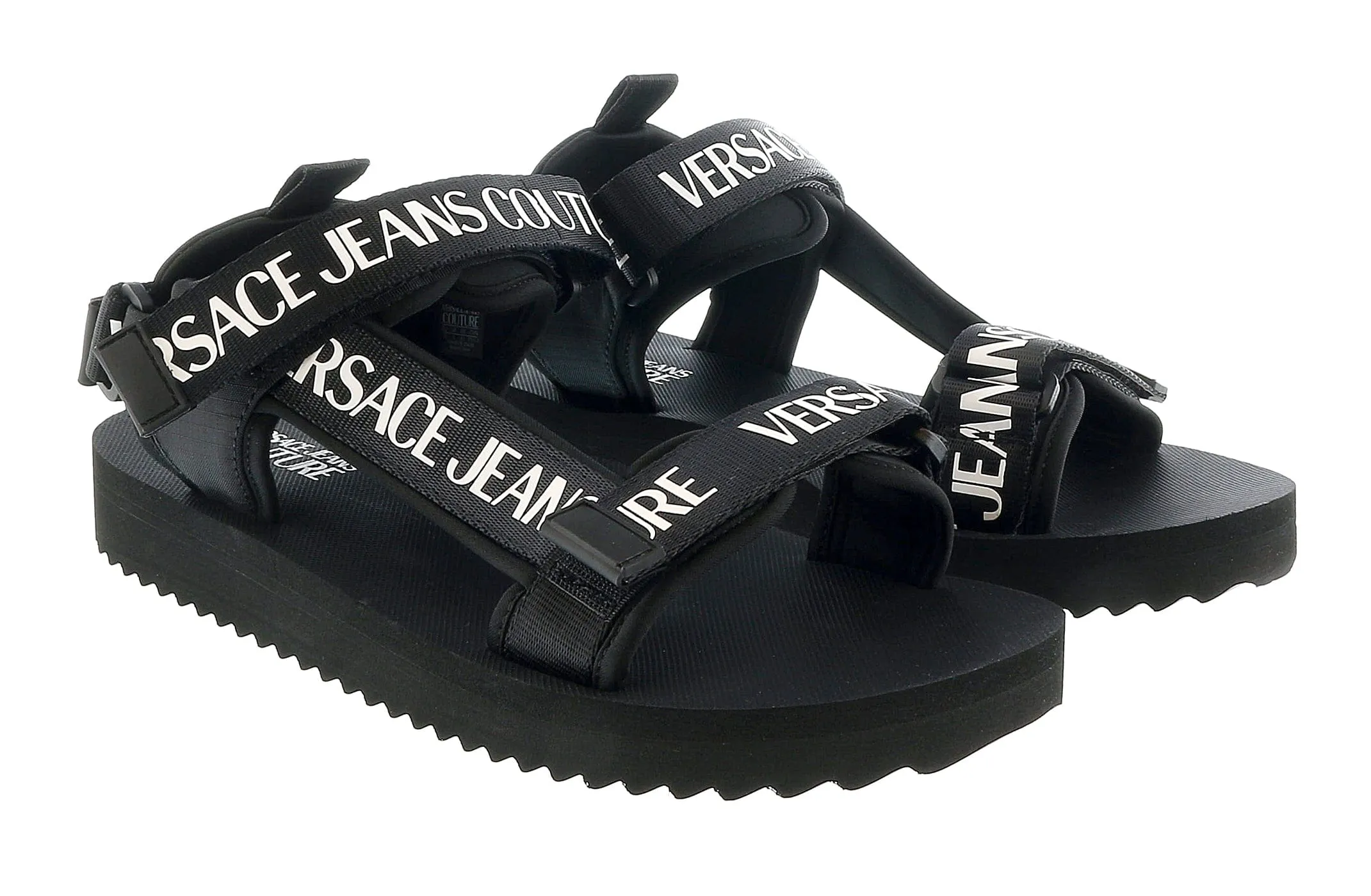 Versace Jeans Couture Black Signature Strap Trek Fashion Sandal-