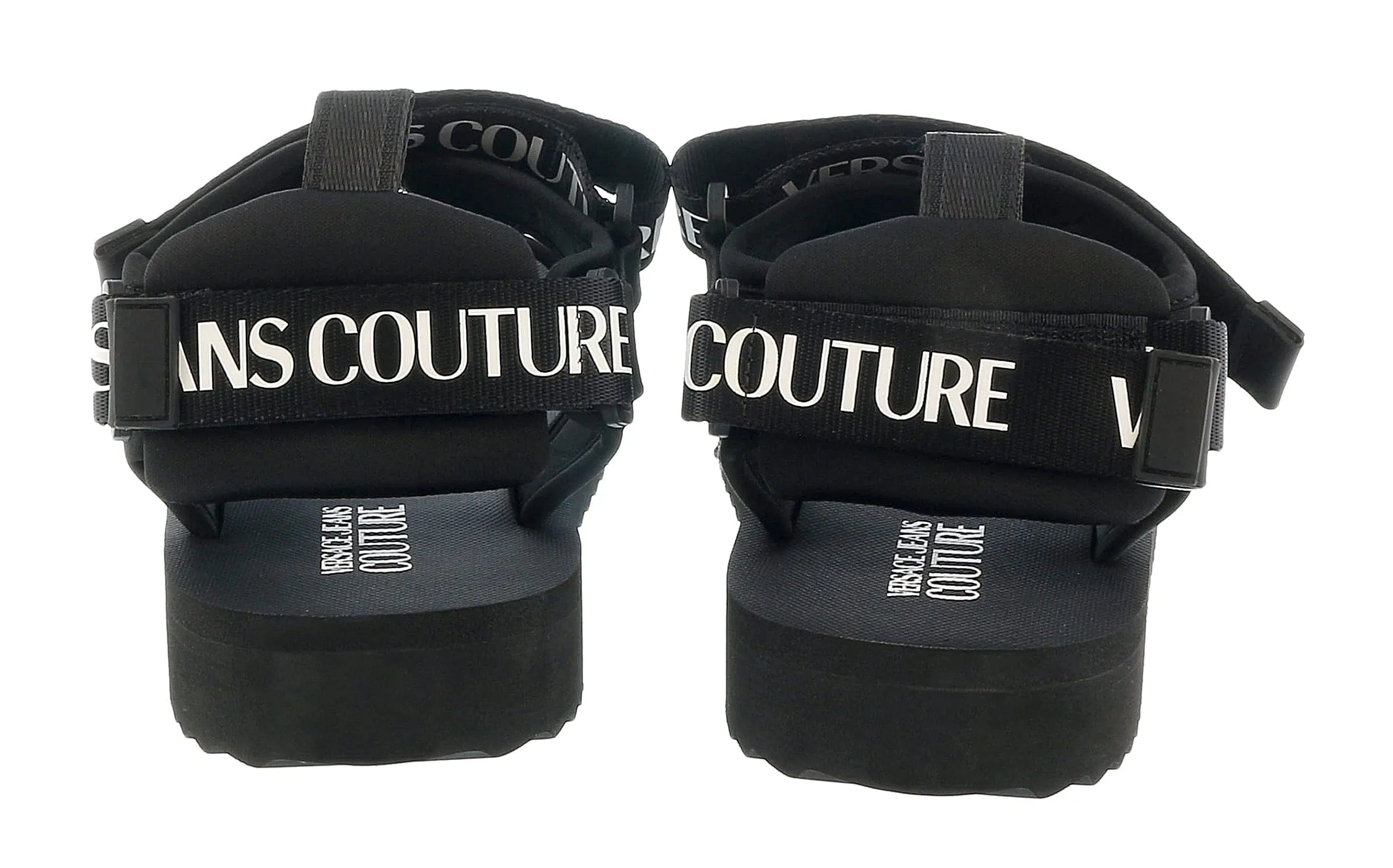 Versace Jeans Couture Black Signature Strap Trek Fashion Sandal-