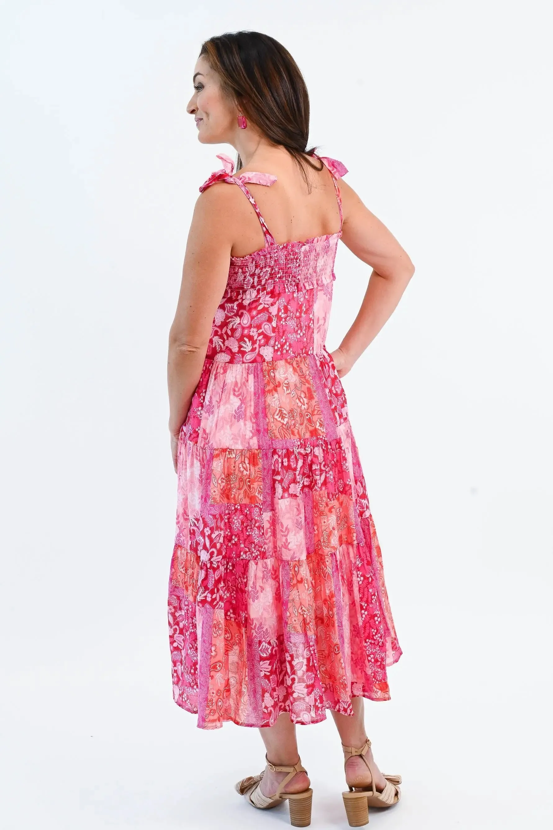 What's Next Shoulder Tie Midi Dress