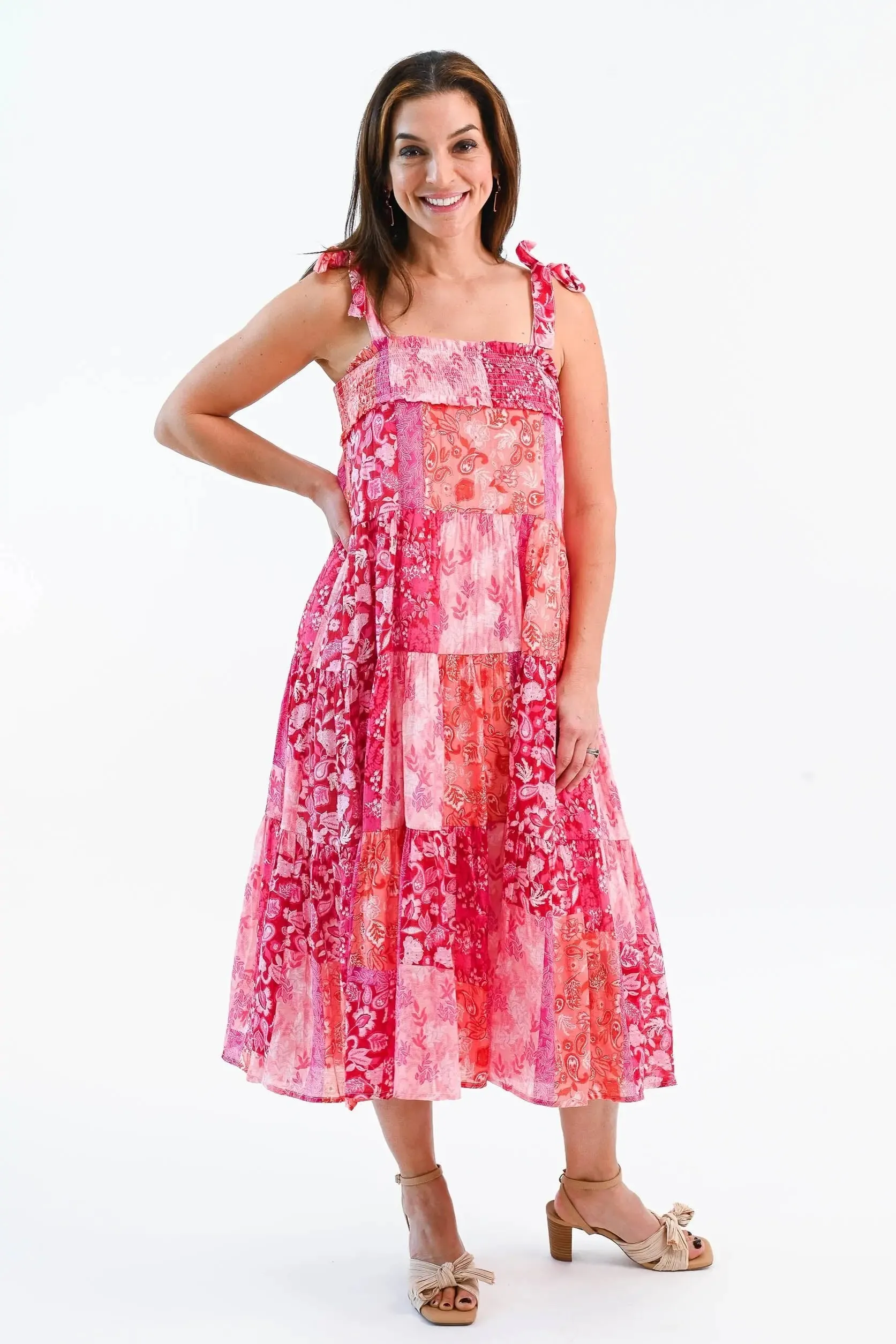 What's Next Shoulder Tie Midi Dress