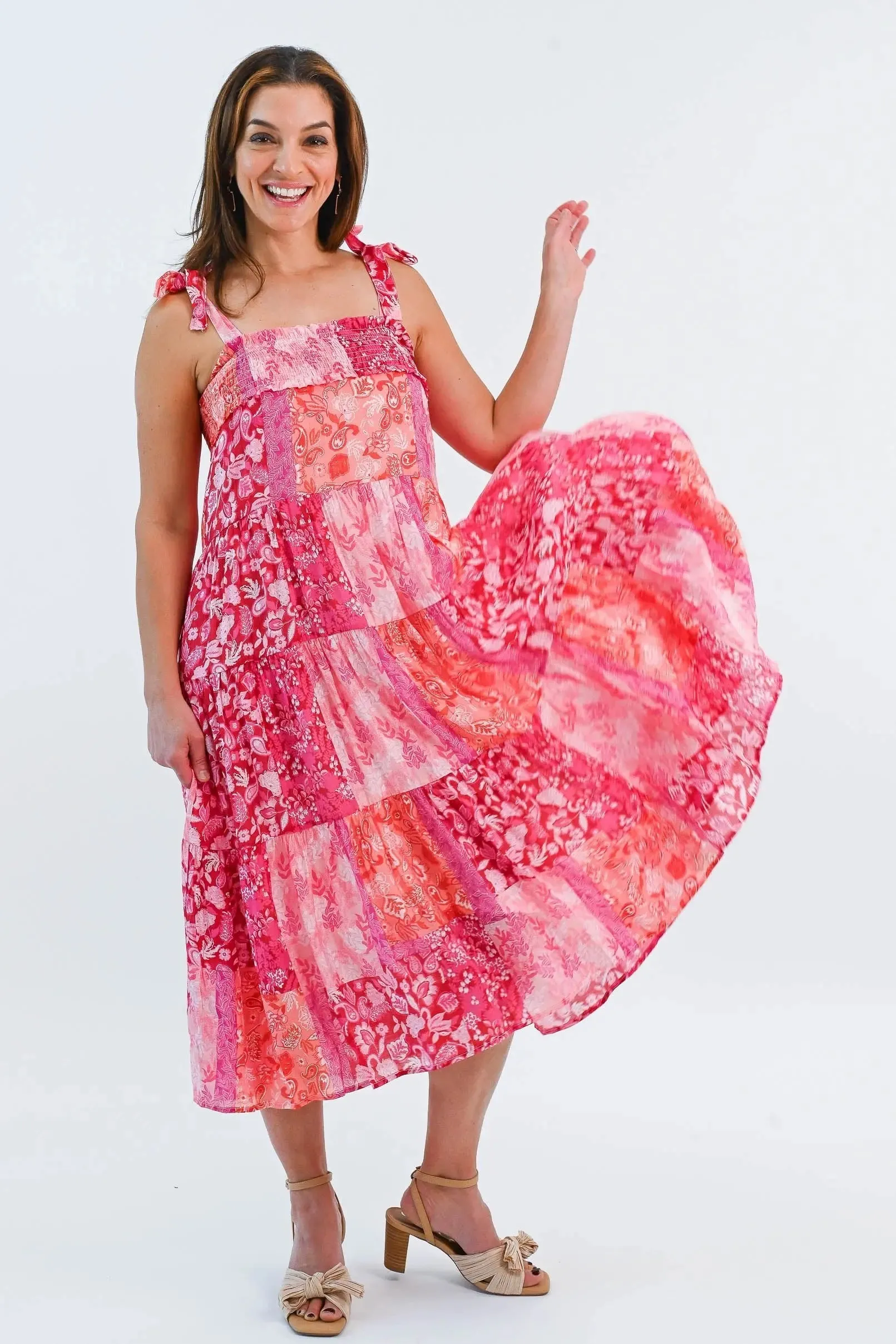 What's Next Shoulder Tie Midi Dress